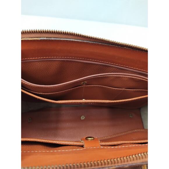 Dooney & Bourke Brown Gray Pebbled Leather Top Handle Satchel Shoulder Bag - Picture 15 of 16